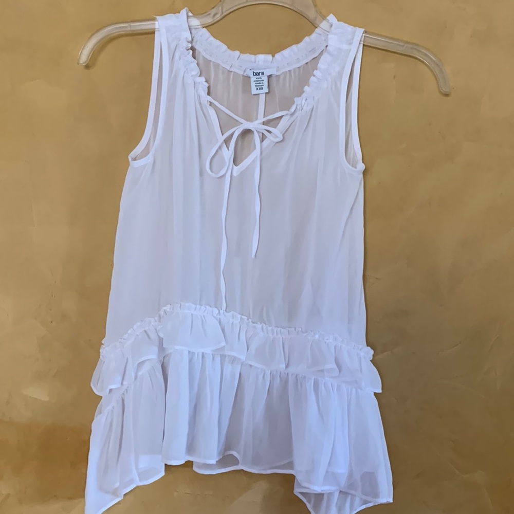 Barlll white Blouse with ruffles sleeveless size XXS